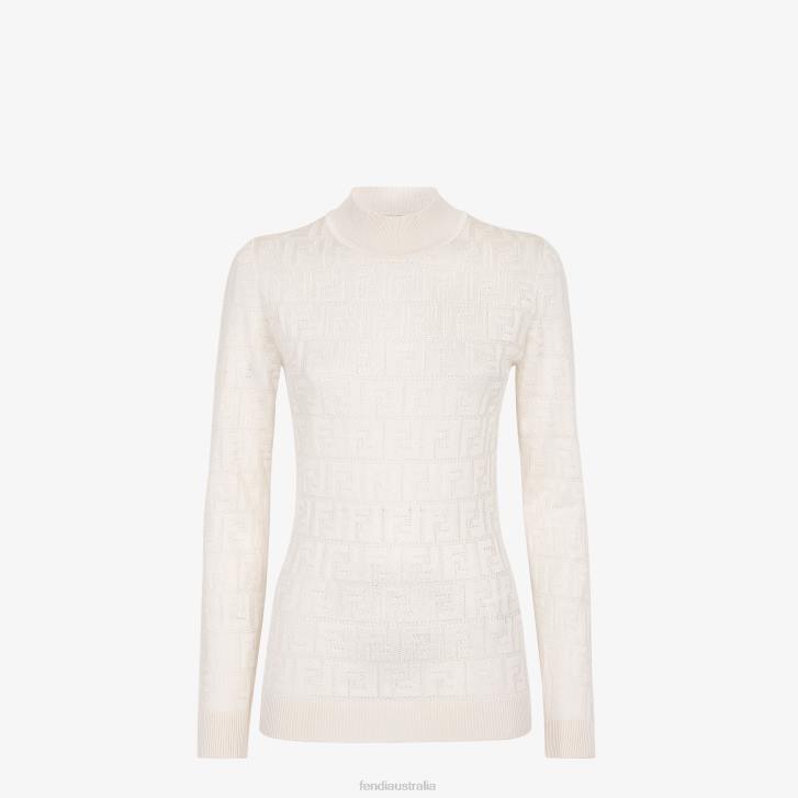 Women Apparel Fendi HP0B958 Fabric Sweater White