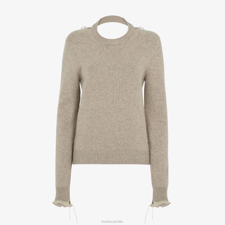 Women Apparel Fendi HP0B960 Cashmere Pullover Beige