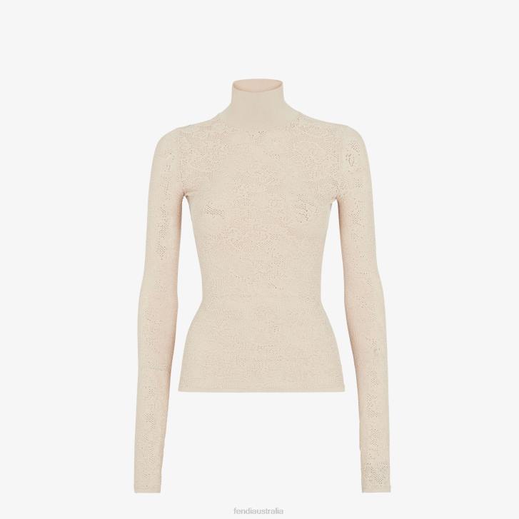 Women Apparel Fendi HP0B962 Embroideviscose Jumper Beige