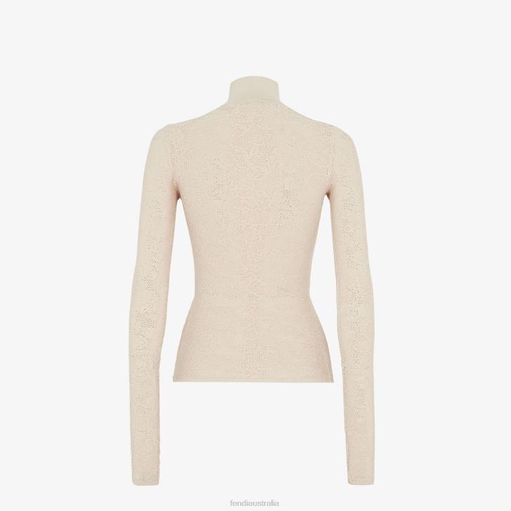 Women Apparel Fendi HP0B962 Embroideviscose Jumper Beige