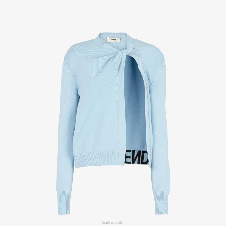 Women Apparel Fendi HP0B990 Cashmere And Wool Cardigan Light blue