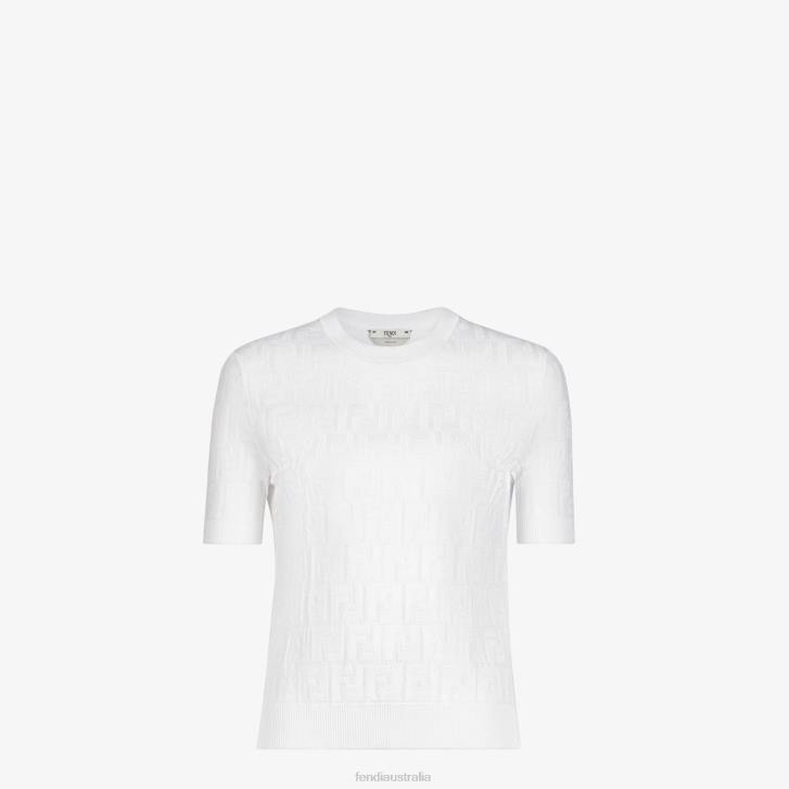 Women Apparel Fendi HP0B992 Viscose And Cotton Sweater White