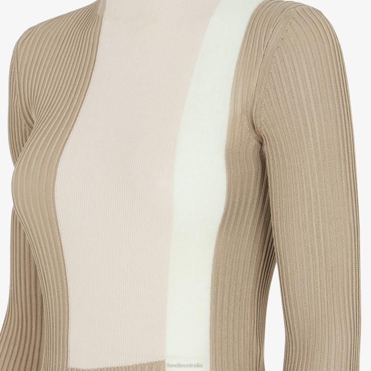 Women Apparel Fendi HP0B954 Viscose And Silk Top Beige