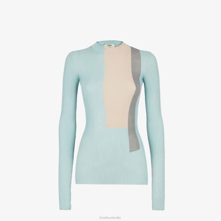 Women Apparel Fendi HP0B964 Viscose And Silk Top Light blue