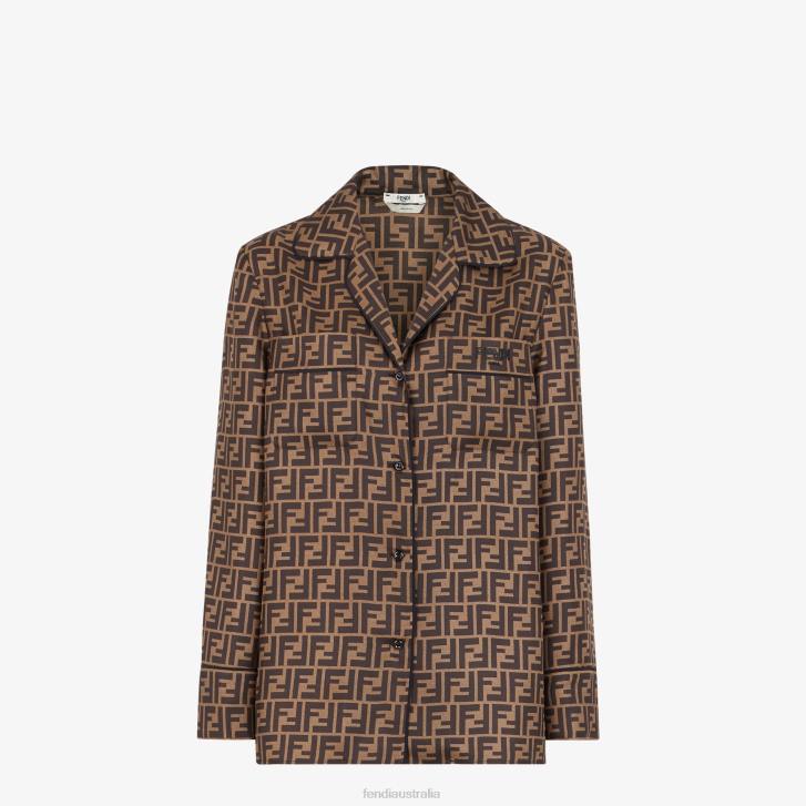 Women Apparel Fendi HP0B971 Twill Shirt Brown