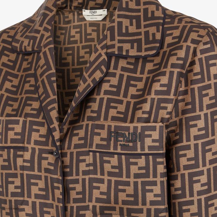 Women Apparel Fendi HP0B971 Twill Shirt Brown