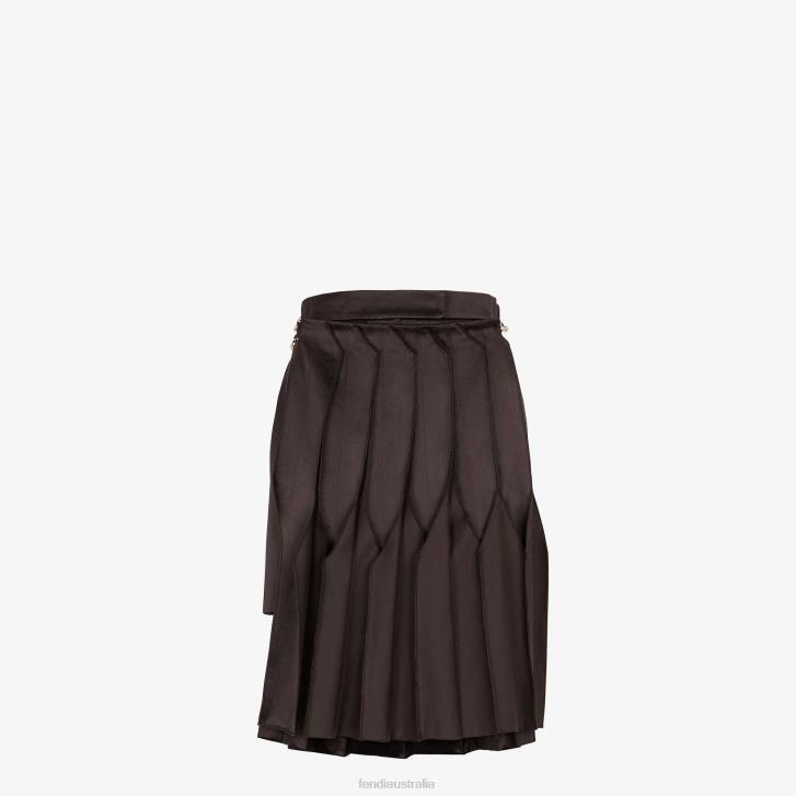 Women Apparel Fendi HP0B1000 Duchess Satin Skirt Brown