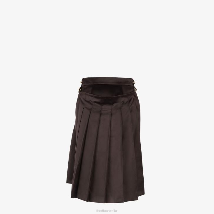 Women Apparel Fendi HP0B1000 Duchess Satin Skirt Brown