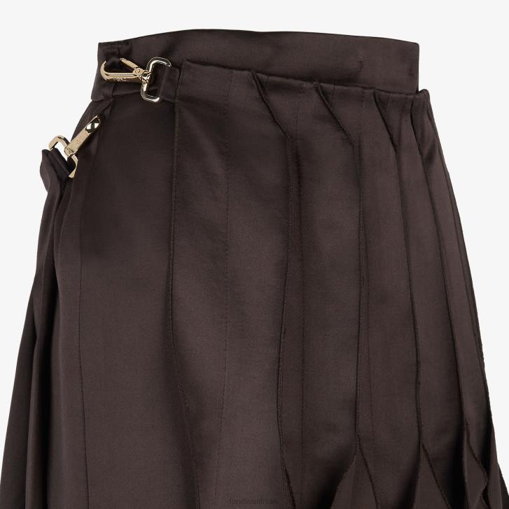 Women Apparel Fendi HP0B1000 Duchess Satin Skirt Brown