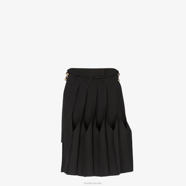 Women Apparel Fendi HP0B1002 Grain De Poudre Wool Skirt Black