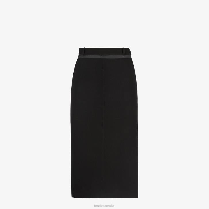 Women Apparel Fendi HP0B1010 Grain De Poudre Wool Skirt Black