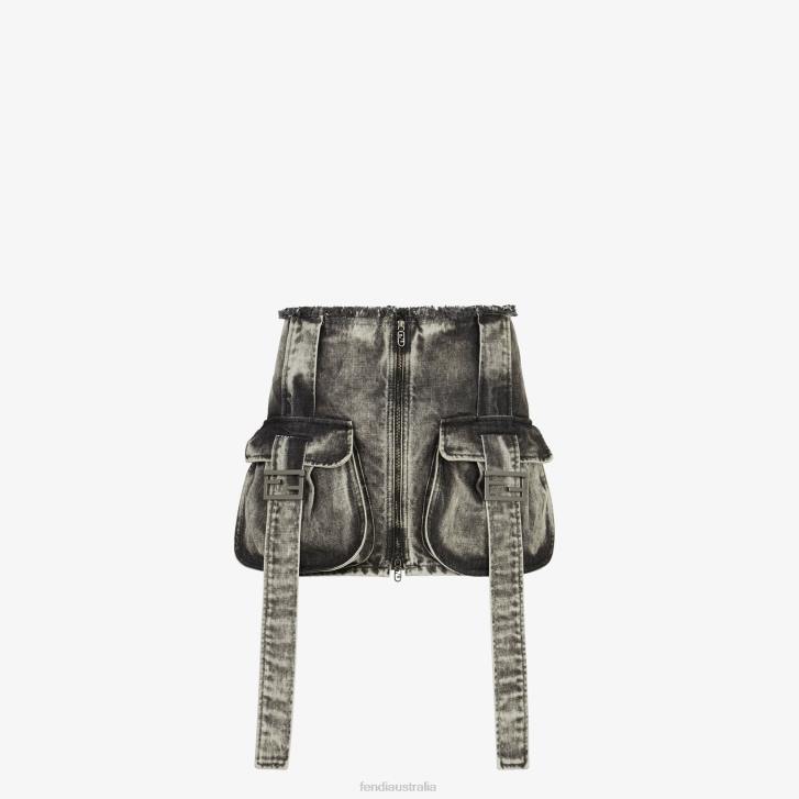 Women Apparel Fendi HP0B1061 Denim Skirt Black