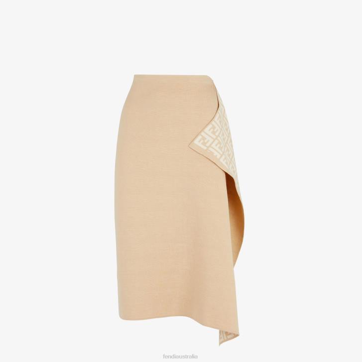 Women Apparel Fendi HP0B1081 Wool Skirt Beige