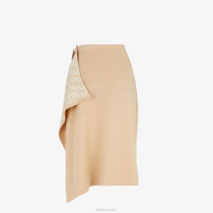 Women Apparel Fendi HP0B1081 Wool Skirt Beige