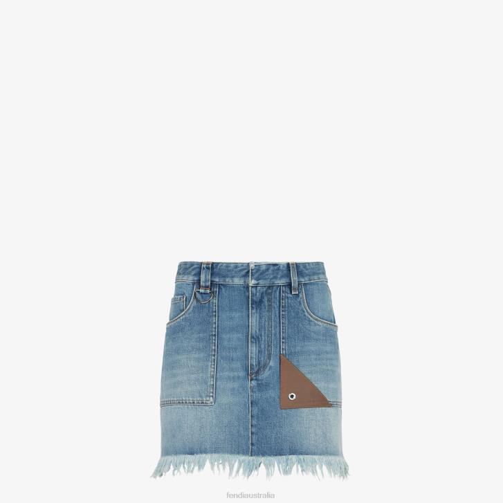 Women Apparel Fendi HP0B1093 Denim Skirt Blue