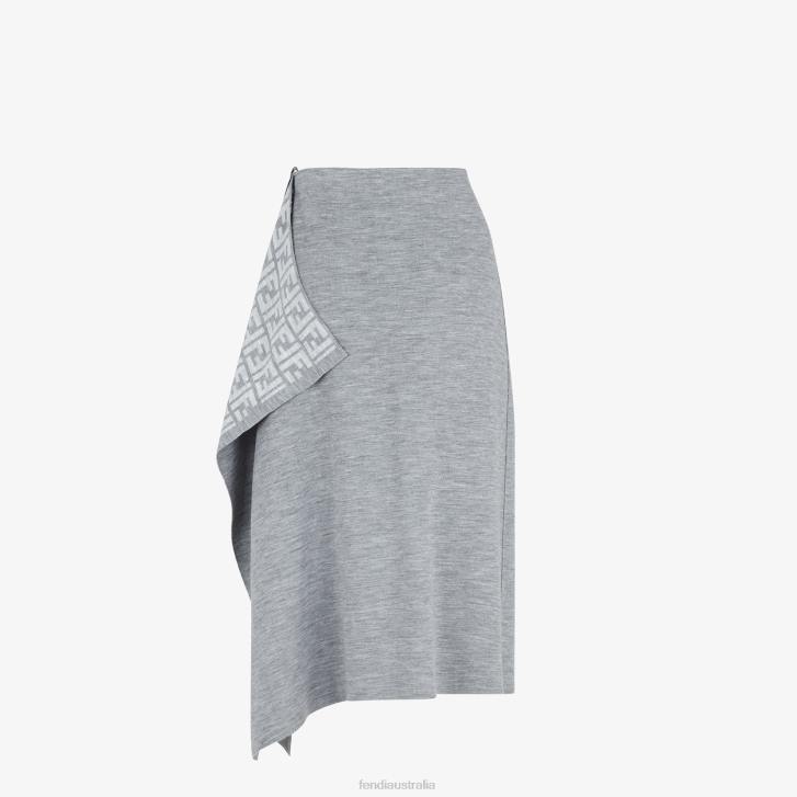 Women Apparel Fendi HP0B1101 Wool Skirt Gray