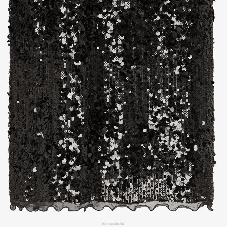 Women Apparel Fendi HP0B1170 Sequin Embroideskirt Black