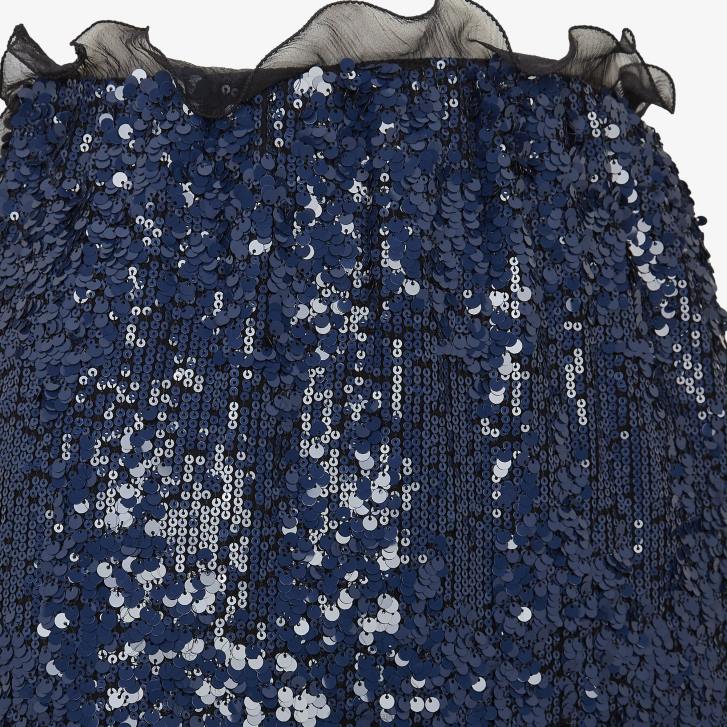 Women Apparel Fendi HP0B1183 Miniskirt With Sequin Embroidery Blue