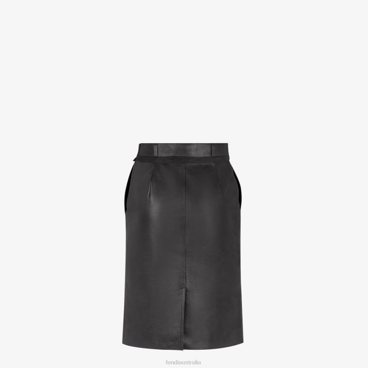 Women Apparel Fendi HP0B926 Leather Skirt Black