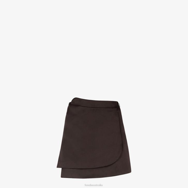 Women Apparel Fendi HP0B935 Duchess Satin Skirt Brown