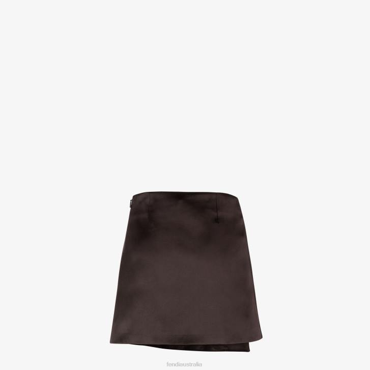 Women Apparel Fendi HP0B935 Duchess Satin Skirt Brown