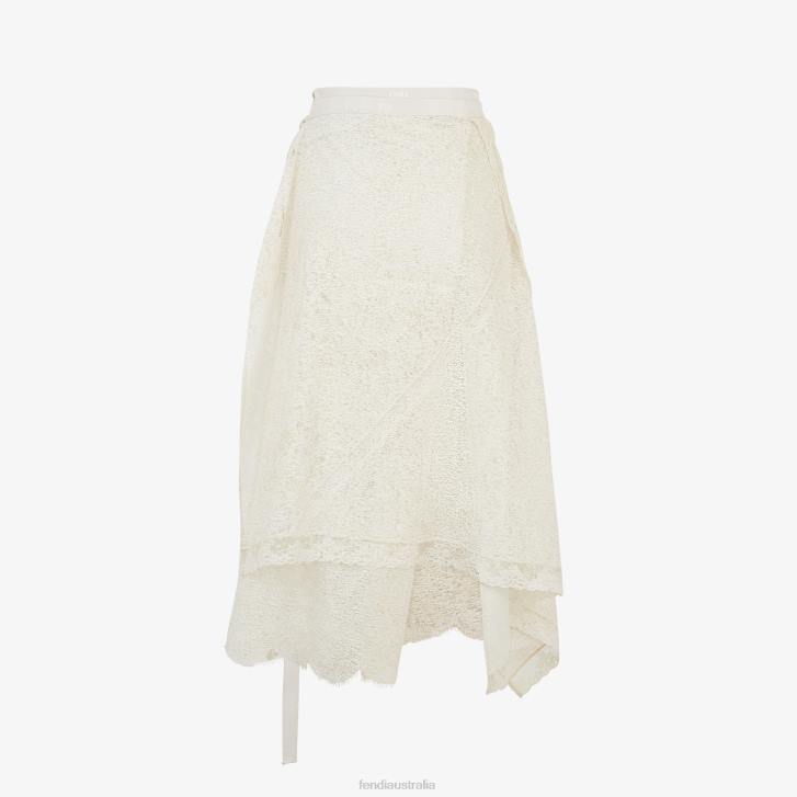 Women Apparel Fendi HP0B942 Lace Skirt White