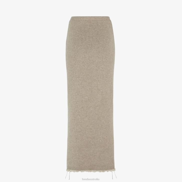 Women Apparel Fendi HP0B959 Cashmere Skirt Beige