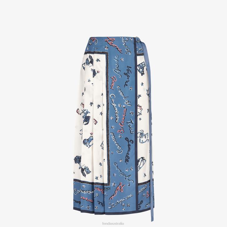 Women Apparel Fendi HP0B983 Silk Skirt Blue