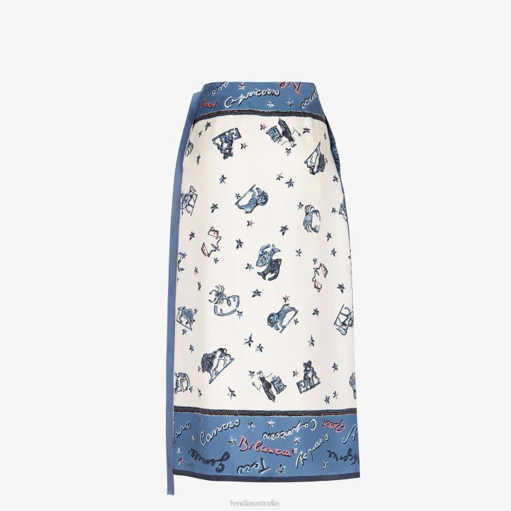 Women Apparel Fendi HP0B983 Silk Skirt Blue