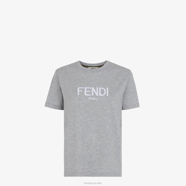 Women Apparel Fendi HP0B1113 Melange Cotton T-Shirt Gray