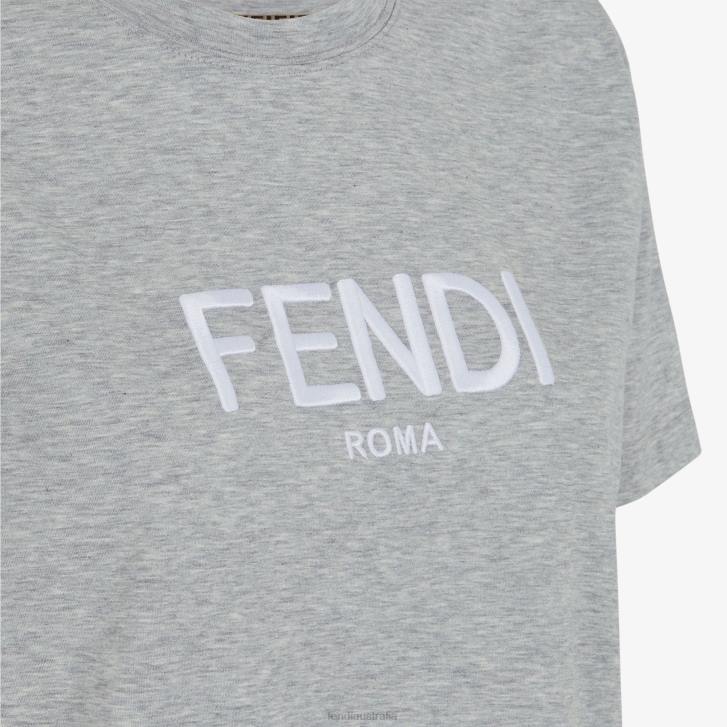 Women Apparel Fendi HP0B1113 Melange Cotton T-Shirt Gray