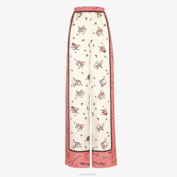 Women Apparel Fendi HP0B1038 Silk Trousers Pink