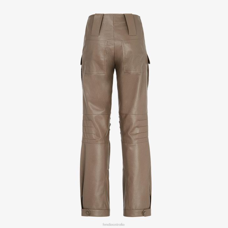 Women Apparel Fendi HP0B1075 Leather Pants Brown