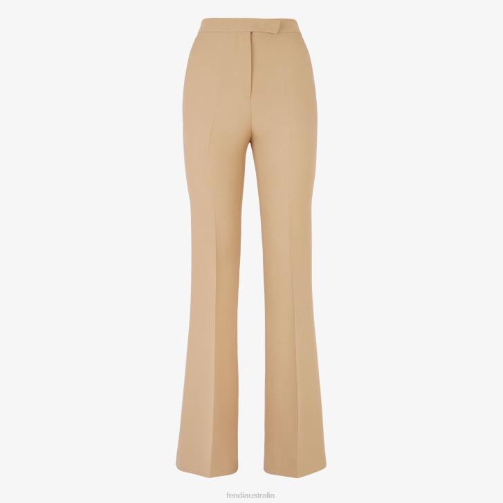 Women Apparel Fendi HP0B1086 Silk And Wool Pants Beige