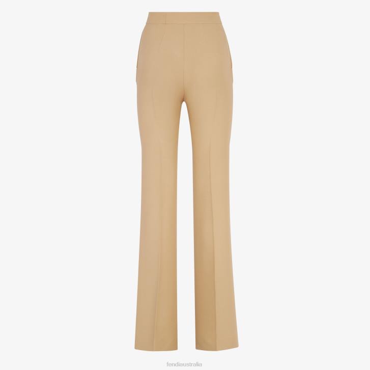 Women Apparel Fendi HP0B1086 Silk And Wool Pants Beige