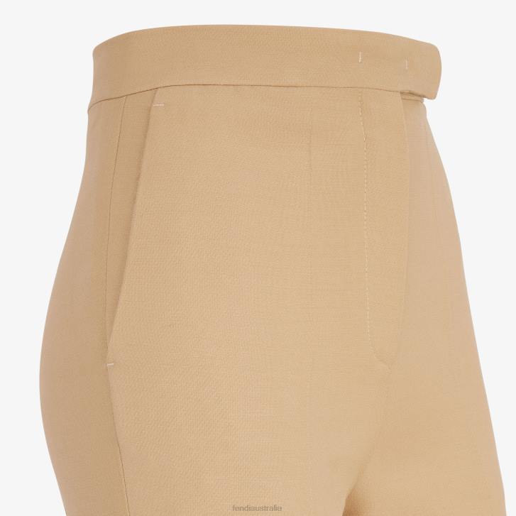 Women Apparel Fendi HP0B1086 Silk And Wool Pants Beige