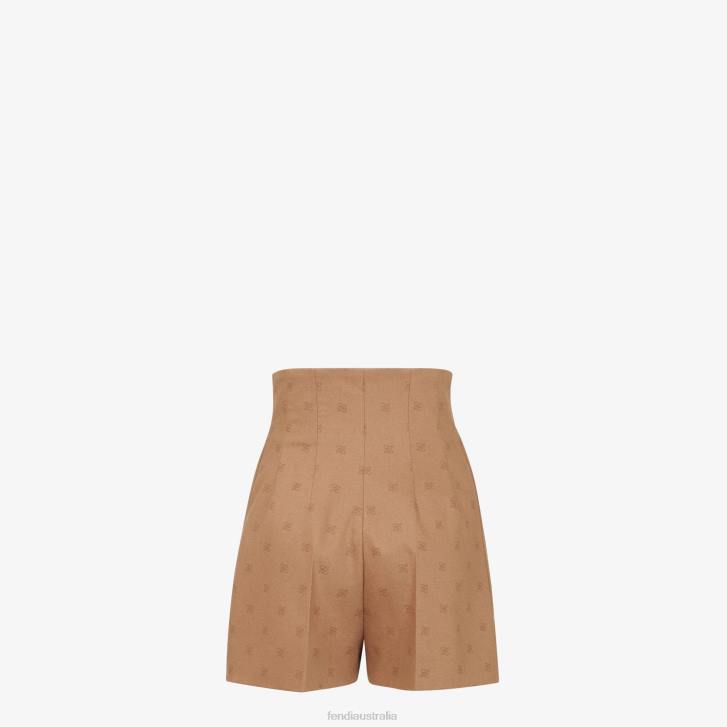 Women Apparel Fendi HP0B1130 Camelwool Shorts Beige