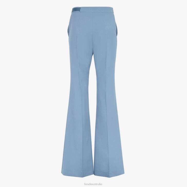 Women Apparel Fendi HP0B1148 Wool Gabardine Pants Blue