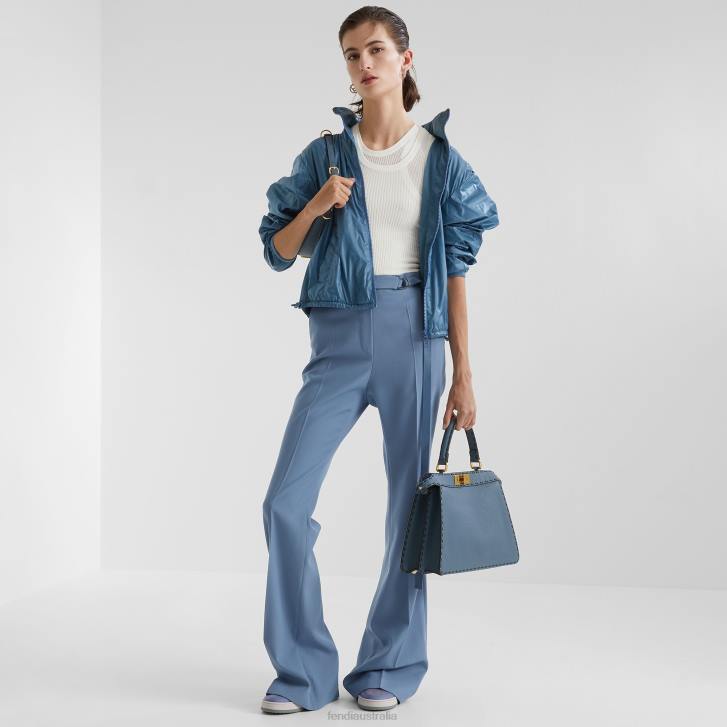 Women Apparel Fendi HP0B1148 Wool Gabardine Pants Blue