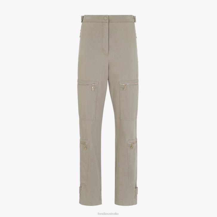 Women Apparel Fendi HP0B1191 Dove Drill Pants Beige