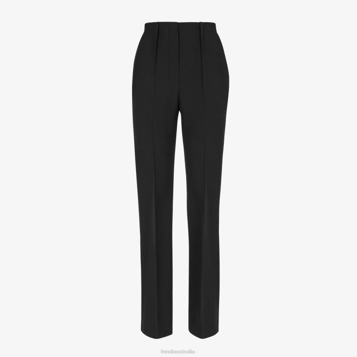 Women Apparel Fendi HP0B1211 Grain De Poudre Wool Pants Black