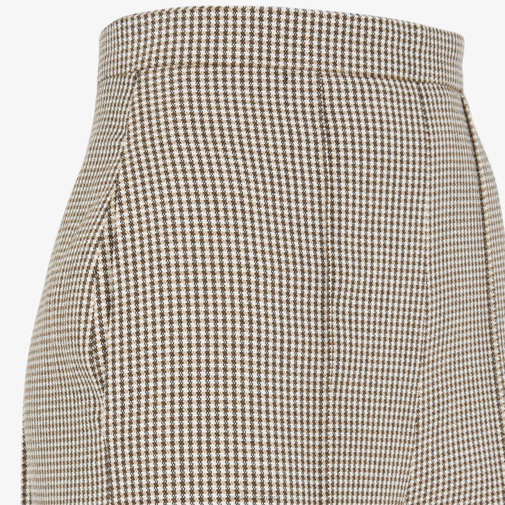 Women Apparel Fendi HP0B1221 Houndstooth Wool Pants Beige