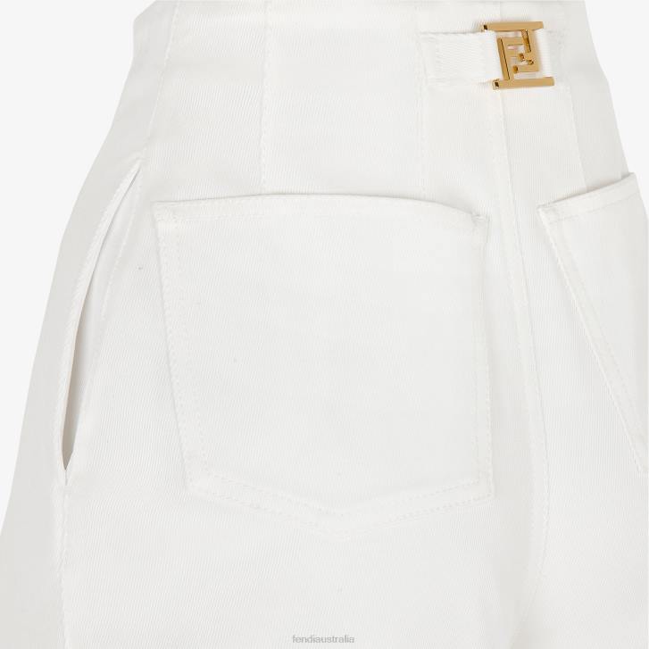 Women Apparel Fendi HP0B1229 Denim Shorts White